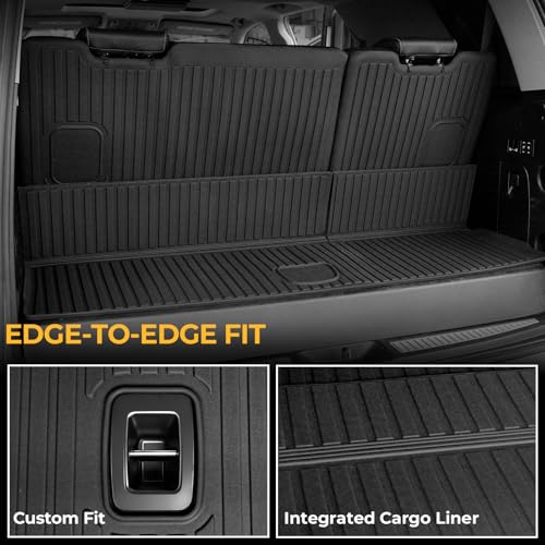 Image of Floor Mats for Chevy Tahoe /GMC Yukon 2015-2020, All Weather Floor Mats Trunk Cargo Liner with Backrest Protectors and Door Sill Guards Accessories, Full Coverage Set (Fit 7 Seats)