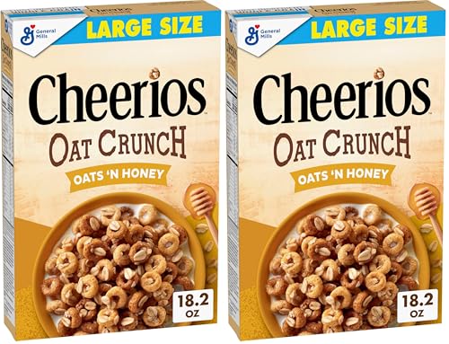 Image of Cheerios Oat Crunch Oats & Honey Oat Breakfast Cereal, Large Size, 18.2 oz (Pack of 2)
