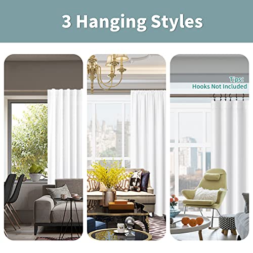Bgment Pure White 100% Blackout Curtains 84 Inches Long With Thermal Insulated Liner, Rod Pocket And Back Tab Double Layer Full Room Darkening Winter Curtains For Bedroom, 2 Panels, Each 52 X 84 Inch #TOP5