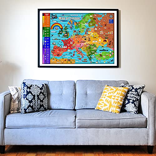 Think2Master Colorful Map Of Europe 1000 Pieces Jigsaw Puzzle For Kids 12+, Teens, Adults & Families. Great Gift For Stimulating Interest In The European Map. Size: 26.8” X 18.9” #TOP3