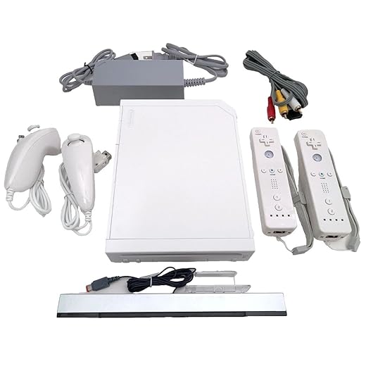 Wii Nintendo Console Bundle – White RVL-001 System Compatible with GameCube Games – Includes 2 Up to Date Remote Controllers, 2 Nunchucks, Sensor Bar, AV Cable, AC Adapter – Ready to Play (Renewed)
