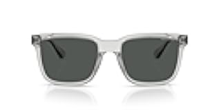 AX| Armani Exchange AX4112SU Universal Fit Sunglasses, Shiny Transparent Grey/Dark Grey, 55 mm