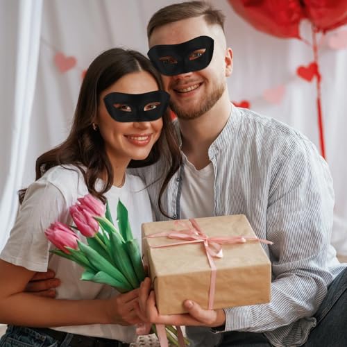 Gjinxi Venezianische Maske Maskenball Maskerade Maske Schwarz für Halloween Karneval Herren Damen Fasching Masken Masquerade Venetian Masks Augenmaske Gesichtsmaske Abendkleid Party Kostüm Cosplay