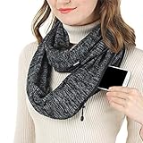 Jiwyunlu Bufanda con Bolsillos para Mujeres,Cuello Suave con Bolsillo con Cremallera,Bufandas de Invierno para Mujer - para Senderismo Viajes Diario Todas Estaciones Almacenamiento Telefono Llaves