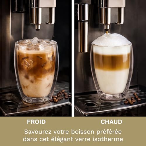 Creano Verres Double Paroi Hauts 400 ml – Modèle Élancé Isolant en Verre Borosilicate pour Café Thé et Boissons Froides – Lot de 4 verres - 4
