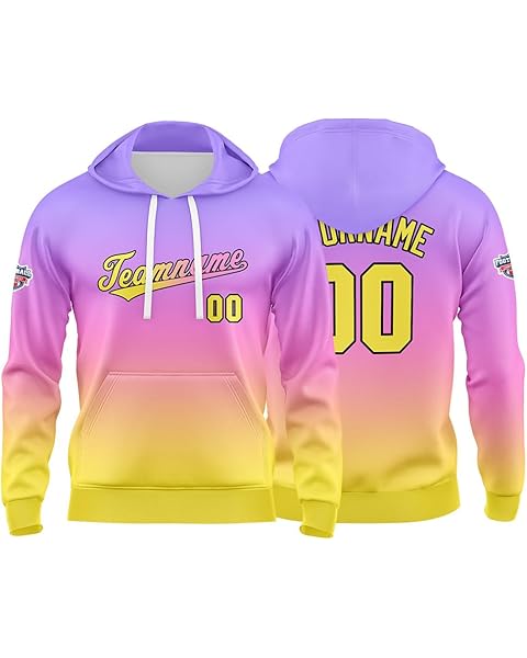 Custom Gradient Hoodie Personalized Sweatshirt Print Your Name Number and Logo For ...
