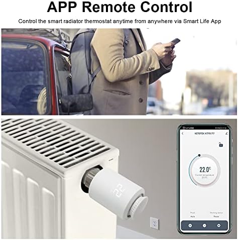 KETOTEK Smart TRV Radiator Valve WiFi Zigbee Starter Kit with Hub, WiFi Thermostatic Radiator Valve Programmable with Smart Life/Tuya App, Zigbee Thermostat Alexa/Google Assistant Compatible