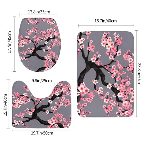 Tapis de salle de bain antidérapants de qualité supérieure ensemble 3 pièces cerisier