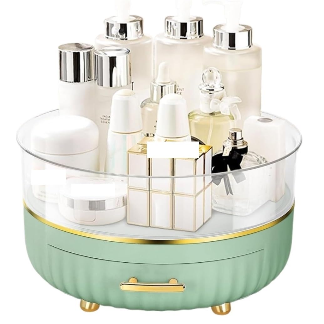 Organizzatore Di Trucchi Vassoio Portaoggetti Per La Cura Della Pelle Girevole A 360 Gradi, Organizer Per Cosmetici A 2 Livelli Con Cassetto, Organizer Per Trucchi Rotante Rotondo Contenitori Per Cosm
