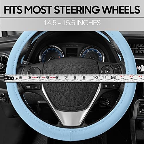 BDK Ultra Soft Blue Steering Wheel Cover, Unisex Car Accessories Non-Slip Comfy Soft Grip Faux Leather Auto Steering Wheel Cover for Cars Trucks Vans SUVs - Fits Standard 15" Inch Steering Wheels - Image 5