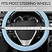 BDK Ultra Soft Blue Steering Wheel Cover, Unisex Car Accessories Non-Slip Comfy Soft Grip Faux Leather Auto Steering Wheel Cover for Cars Trucks Vans SUVs - Fits Standard 15