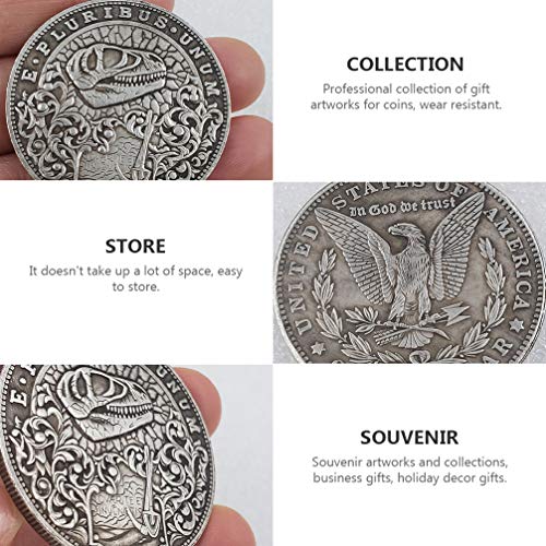 Moeda de dinossauro, dólares de Morgan, moeda de crânio de prata e águia americana, moedas comemorat