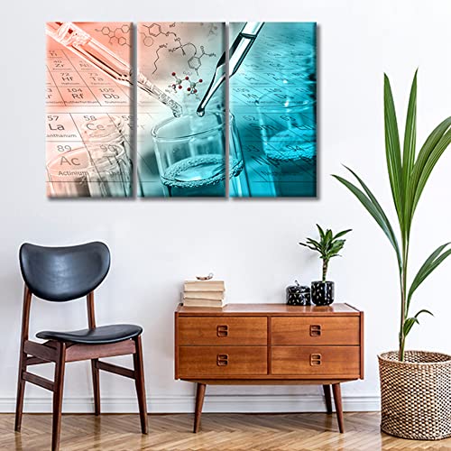 Image of TUMOVO Clinical Laboratory Artwork Wall Decor 3 Piece Medical Pictures Wall Decor Living Room Medical Modern Artwork Print on Canvas Ready to Hang (36 inch Wx24 H)