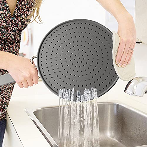 Silicone Splatter Screen Pan Cover 11", Heat Insulation Cooling Mat, Strainer, Drain Board, Oil Splash Guard For Frying Pan, Non-Stick, Heat Resistant Universal Pan Cover #TOP3