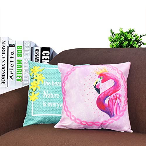 Image of ohello Designer Printed Holland Velvet Throw Pillow Covers 16 inch x 16 inch or 40 x 40 cm Set of 2 - Designer Square Pillow Covers /Cushion Covers for Bed, Sofa,Chair, Bed & Living Area | 0010