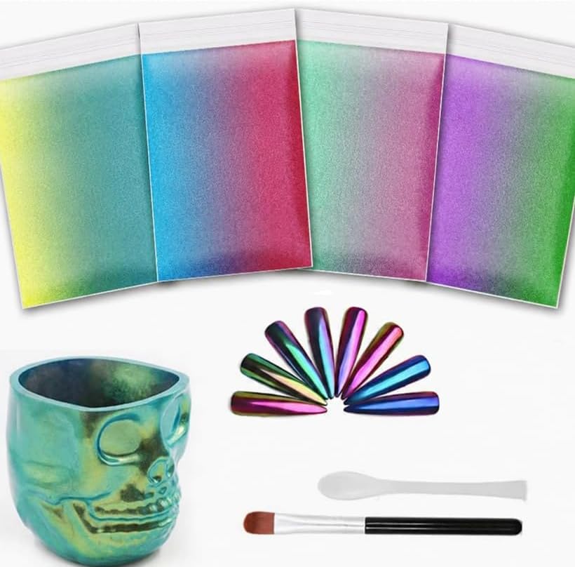 CHEAPART Chameleon Mica Powder 4 Colors, Color Shift Pigment for Resin