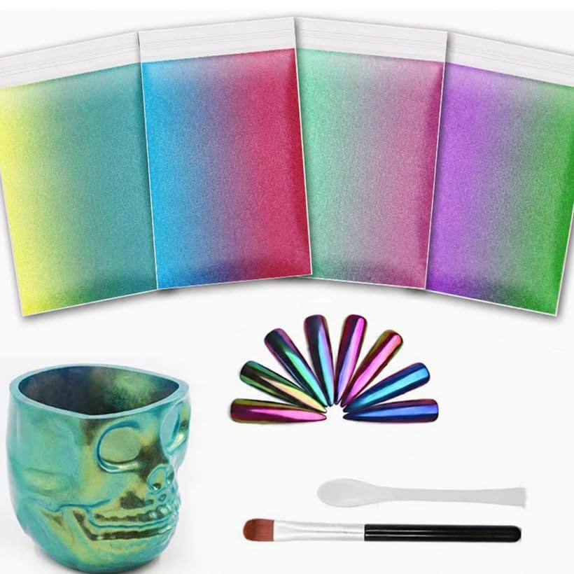 CHEAPART Chameleon Mica Powder 4 Colors, Color Shift Pigment for Resin