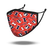 Fabrique Innovations NCAA Illinois Illini, 100% Cotton, Double Layer, Washable & Reusable, Non-Medical Face Mask