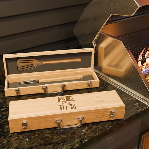 Set de Parrilla Personalizado The Flame 3 Utensilios y Caja Bamboo miniatura 4