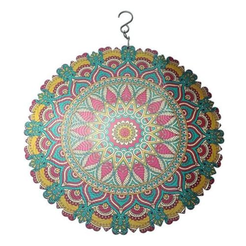 Kissmii Carillón de Viento de Hierro Colorido 3D, de Mandala Giratorio 3D, Arte para Colgar en la Pared, de Viento, Decoración del Hogar B