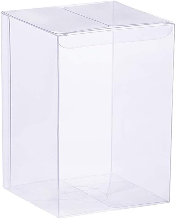 YOZATIA 12PCS Transparent Boxes 4 x 4 x 8 inch, Candy Box, Clear Favor Boxes Gift Box for Wedding, Party and Baby Shower Favors