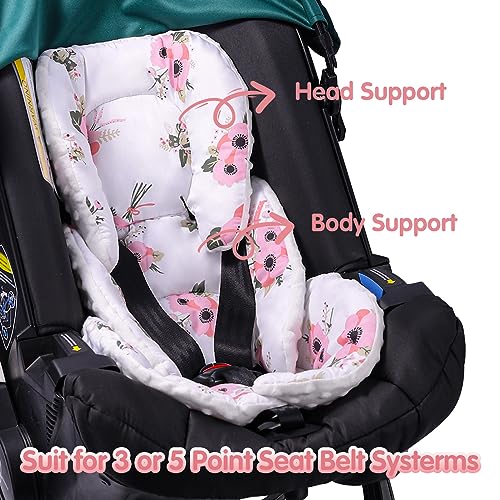 THE KENKYO 3-in-1 Reversible Infant Car Seat Insert for Newborn, 3D Mink Dot Baby Car Seat Head Body Support, Extra Soft Breathable Baby Car Seat Cushion for Strollers, Swings and Bouncers