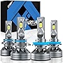 Fahren H11/H8/H9 Low Beam 9005/HB3 High Beam LED Headlight Bulbs Combo, 28000 Lumens Super Bright LED Headlights Conversion Kits 6500K Cool White, Pack of 4
