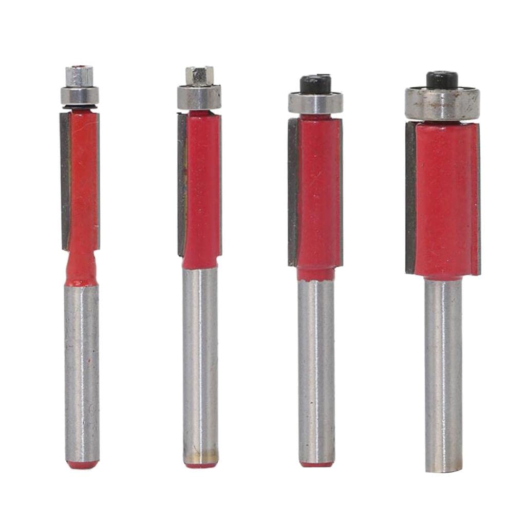 4pcs 1/4 "Shank Flush Trim Trimmer Router Bit Wood Cutter Cutter