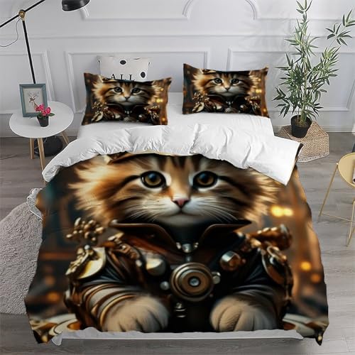 Housse de couette chat mécanique 200x200cm, cadeau idéal pour garçon