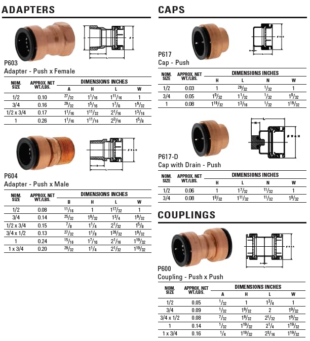Image of NIBCO Fig No P611, 1 /2 in. All Copper Wrot Racer Push-to-Connect Tee