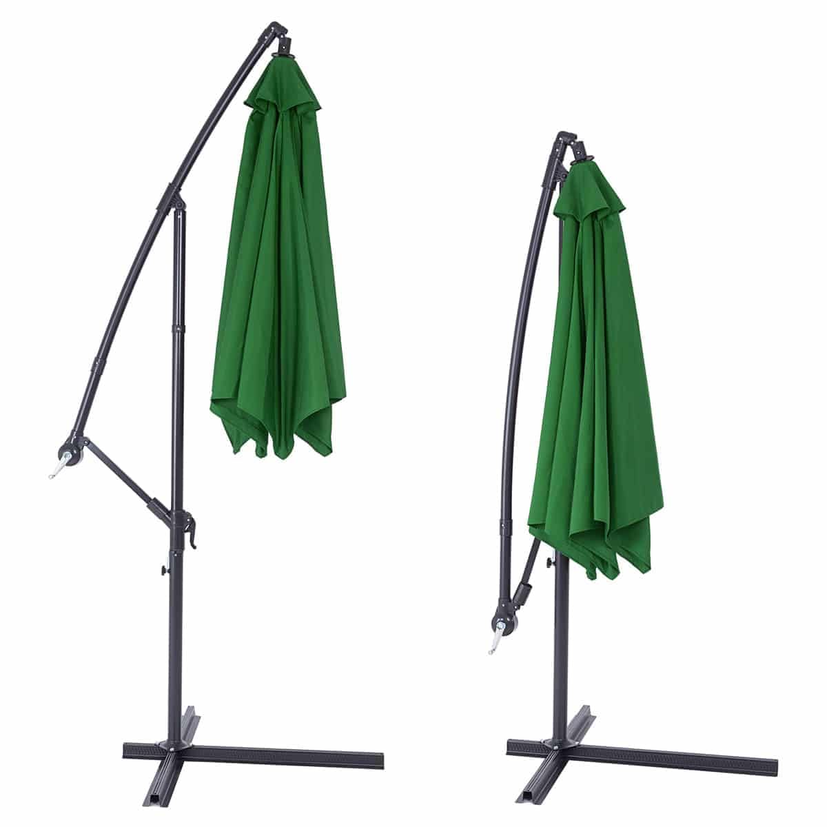 Kingsleeve® Sombrilla de Jardín Brazil 300 cm Aluminio Inclinable Manivela con Soporte Protección UV50+ Parasol Giratorio Funcional Balcón Terraza Verde