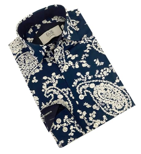 Image of Elieballeh Boy's Navy Paisley Shirt: Timeless Style | Breathable material