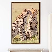 Framed Canvas Wall Art Cheetah Animals Cheetah Dramatic Living Room Multicolor Photography - 16x24 inches