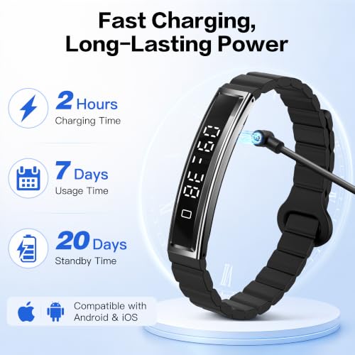 Image of Smart Bracelet for Women & Men, Health Activity & Fitness Tracker | Sleep Tracking, 24 /7 Heart Rate & Stress Monitor, Slim 16g Lightweight, 7-10 Day Battery, Free App, No Subscription, 2 Bands