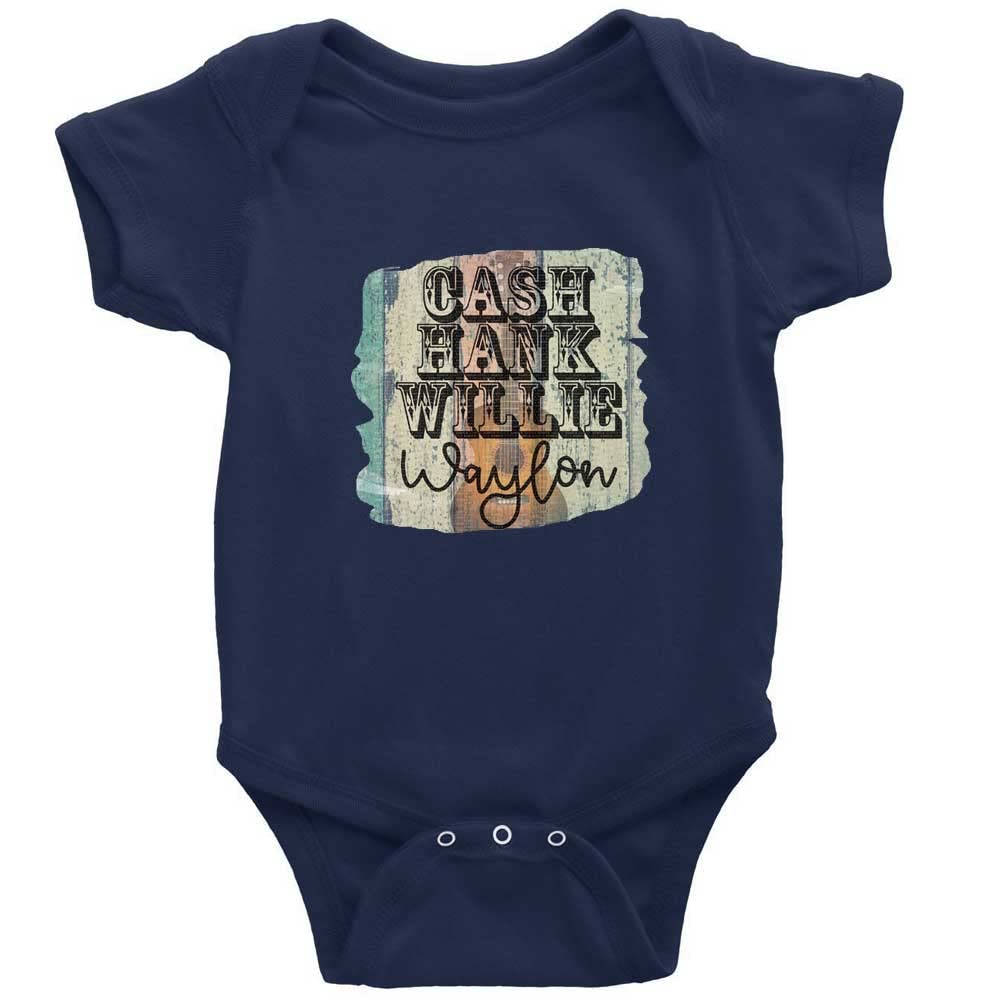 YeavomenyCash Hank Willie Waylon Country Music Toddler Unisex Rompers Infant Long Sleeve Baby Playsuit