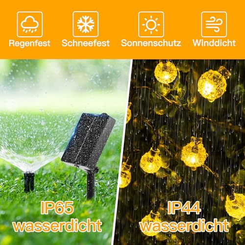 Ollny Solar Lichterkette Aussen 3M 30 LED, IP65 wasserdicht Lichterkette Außen Solar mit 8 Modi, Solar Lichterkette Outdoor für Garten Terrasse Balkon Hochzeit(Warmweiß) 5