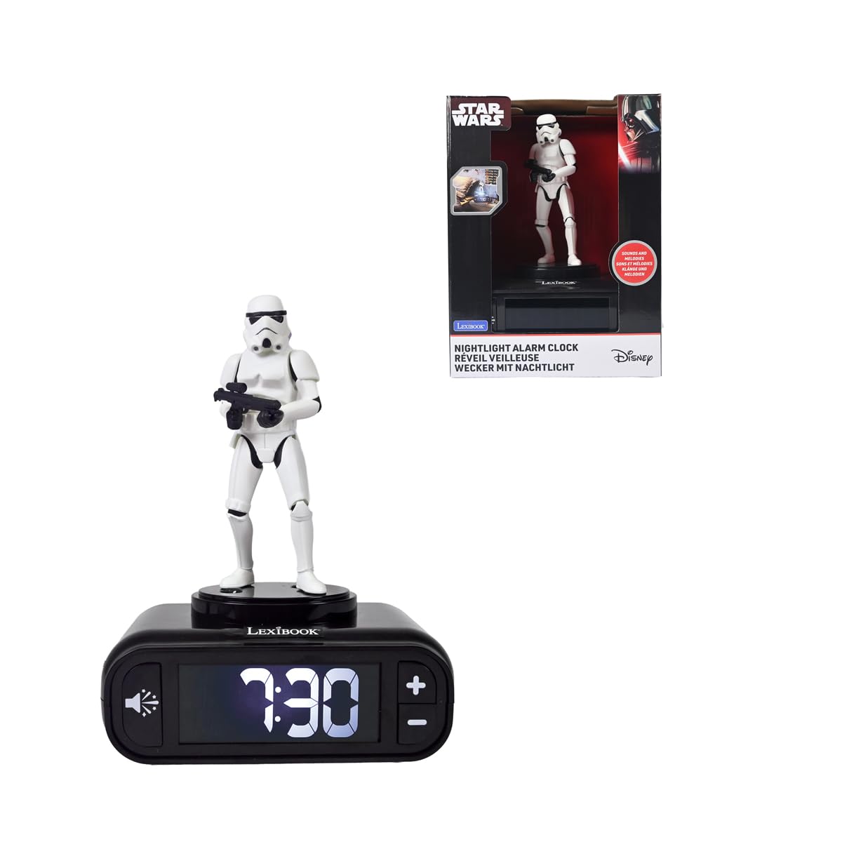 LEXIBOOK, Star Wars Stormtrooper Alarm Clock Sounds Black, RL800SW2LXB