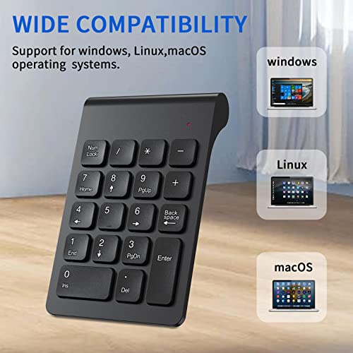 Image of cimetech Wireless Numeric Keypad, 2.4G Portable Ergonomic Mini Numpad with 18Keys Office Calculating Number Pads for Laptop, Notebook, Desktop, Computer, PC