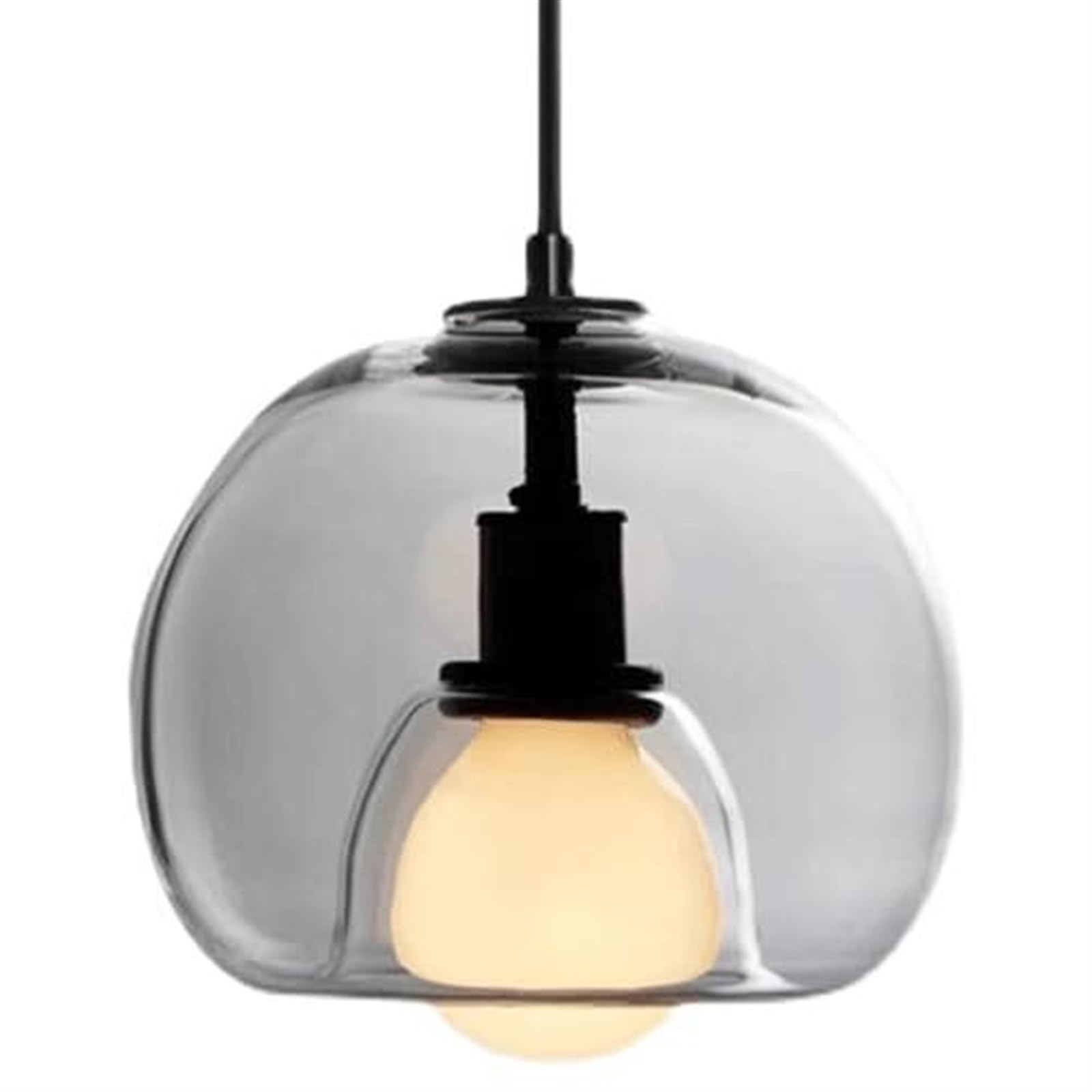 MESOVFCA Nordic Style E27 Glass Pendant Light - Minimalist Chandelier for Bar & Balcony Décor, Flush Mount Ceiling Fixture(Clear)