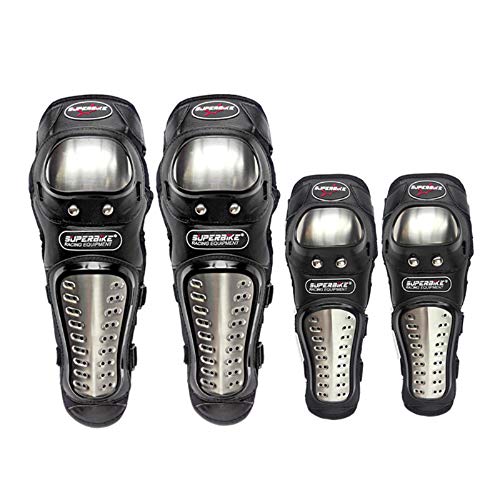 image for KAIWENDE 4Pcs Adults Motorcycle Alloy Steel Knee Shin Protection Guard
