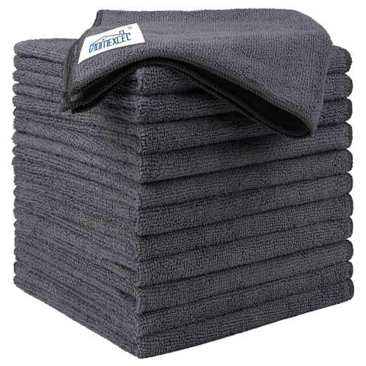HOMEXCEL Microfiber Cleaning Cloth 12 Pack, 12.5 x 12.5 inch Microfiber Towels for Cars, Ultra Absorbent Washing Cloth, Lint Free Streak Free Cleaning Rags for Car, Kitchen, and Window (Grey)