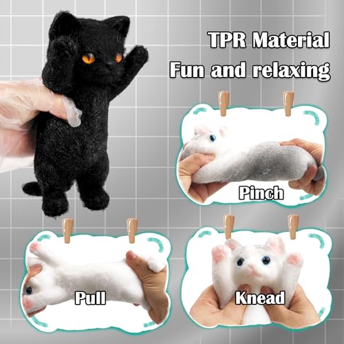 Image of Big Hand Painted Cat Squishy Toys,Large Cute Ultra Soft Kitty Squeeze Fidget Toys for Stress Relief ,Kawaii Squishies Sticky Animal Toys for Adults Kids,Decompression Sensory Balls Toys for Autism