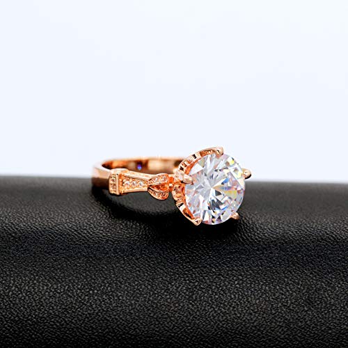 Uloveido Big Simulated Diamond Promise Ring Rose Gold Plated Cushion Cut CZ Solitaire Wedding Rings for Women Y127 7