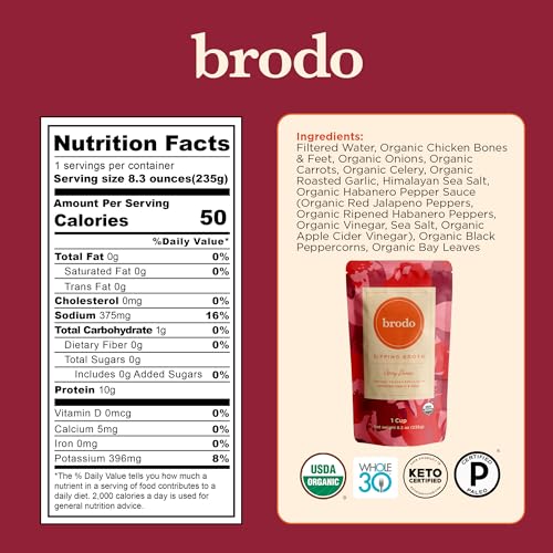 Brodo Broth Variety Pack | 1 Chicken, 1 Hearth, 1 Deeply Rooted, 1 Spicy Nonna, 1 Tom Yum, 1 Tuscan Sun Single Serving Pouches | Not Made From Concentrate, No Preservatives (6x 8.3 oz Pouches)