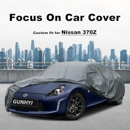 Image of GUNHYI Premium Car Cover Custom Fit Nissan 370Z, 16 Layers Heavy Duty Car Cover Waterproof All Weather with Zipper Door for Sun Rain Snow Dust Uv Protection