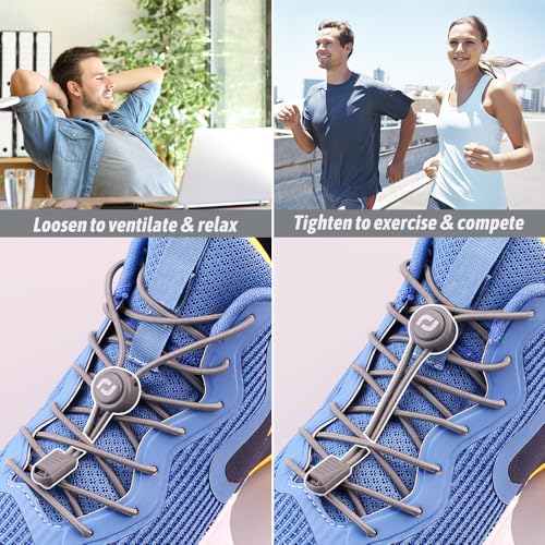 Image of RJ-Sport Tieless Elastic Shoe Laces - Heavy Duty No Tie Shoelaces for Kids and Adult with Strong Lock and Speed Shoestrings