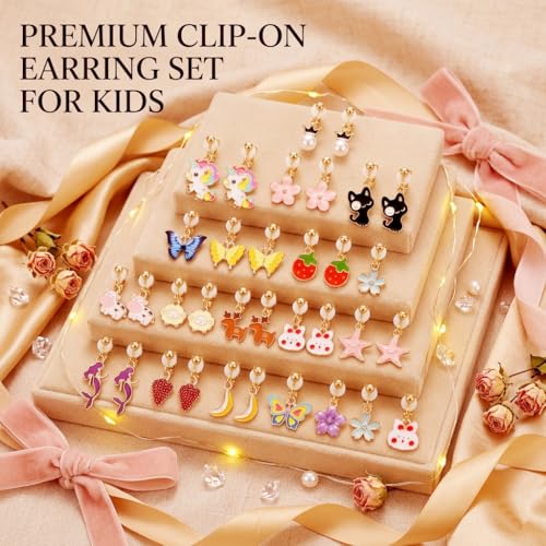 Image of 20 Pairs Clip on Earrings Pack - Cute Animal Designs, Non-Pierced for women with No Ear Holes,Cute Animal Clipon Earrings Pack