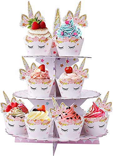 24 stuks eenhoorn-cupcake-toppers, cupcake-wrappers, glitter-eenhoorn, cupcake-toppers met wrapper, dubbelzijdige toppers, voor dessert, cake, decoraties voor verjaardag, bruiloft, babyshower - Image 8