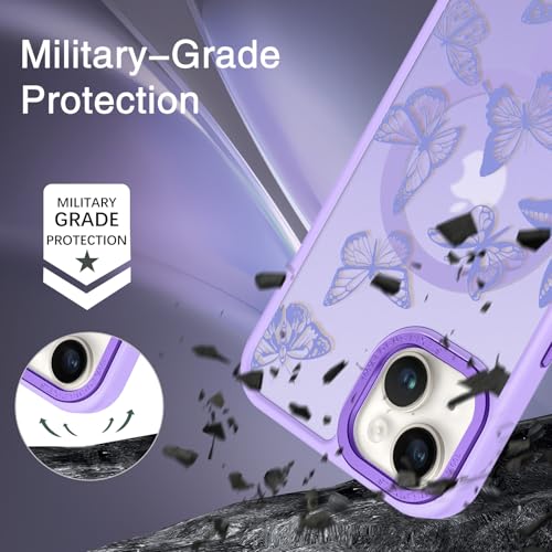 Coque iPhone 15 Plus MagSafe finition mate translucide premium violette