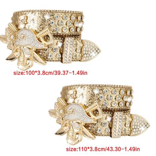 Crystal Pirate Buckle Belt For All Age BlingBling Sequined Belt Cool Vintage Pants Belt Street Dance Belt Eye Catching4